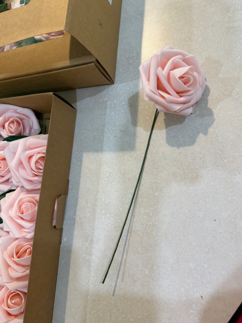 Ling's Moment Beautiful Soft Pink Faux Rose Wired Stems. Wedding Decor - Picture 9 of 12